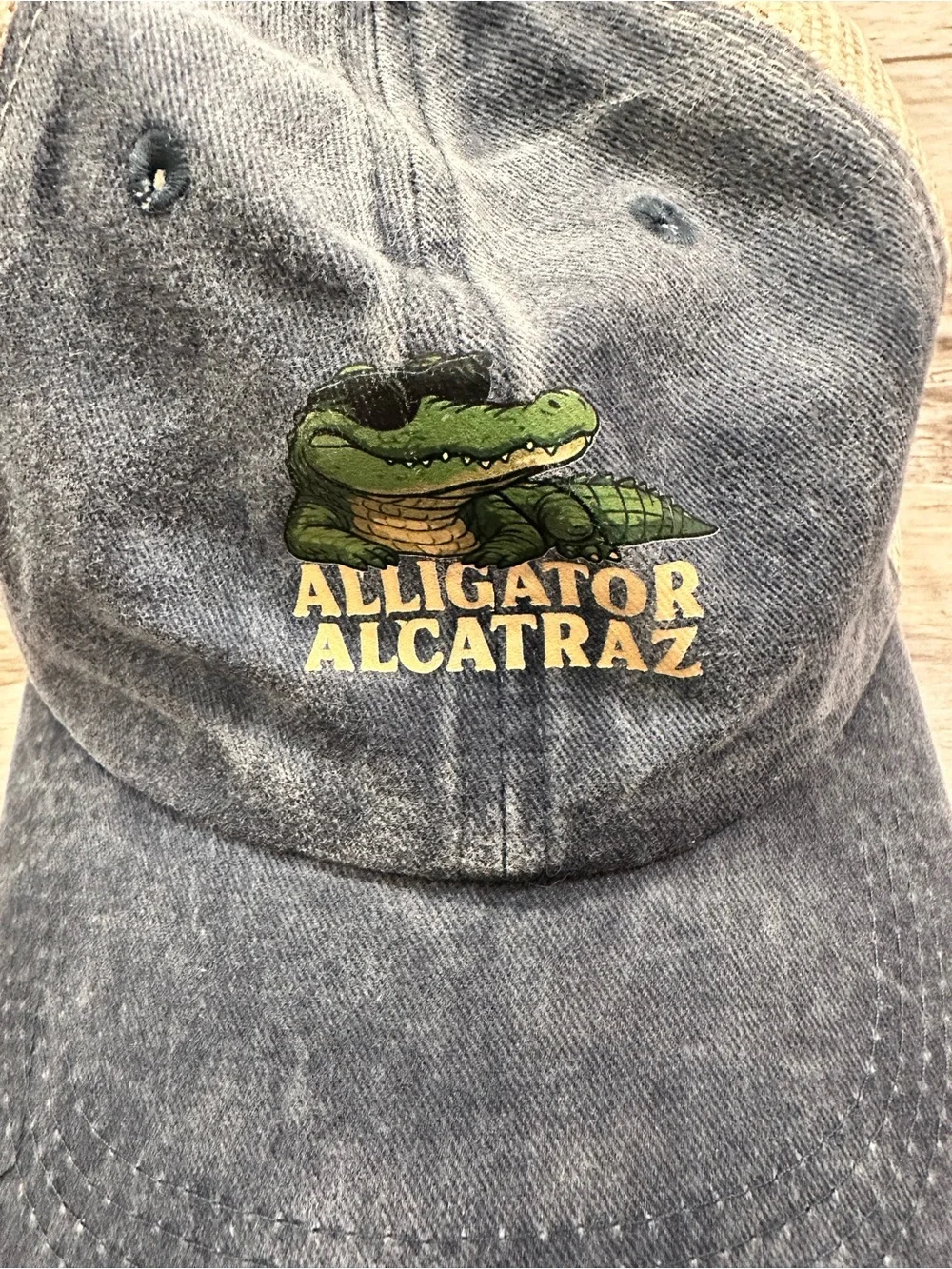 Source Unknown Blue Denim Mesh-back Cap with Alligator Patch